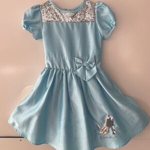 Girls small Cinderella dress costume blue with silver sequins & shoe 6 7 EUC
